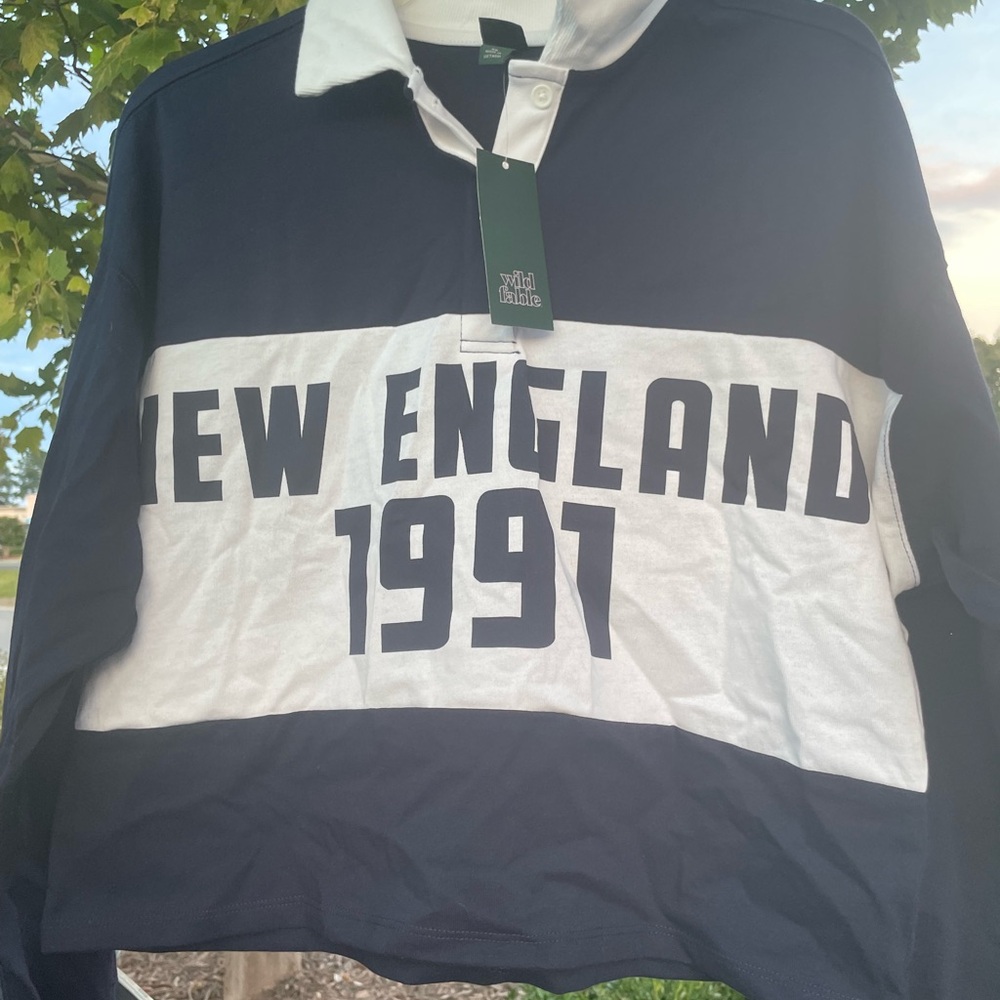 Wild Fable New England 1991 Navy and White Rugby Shirt